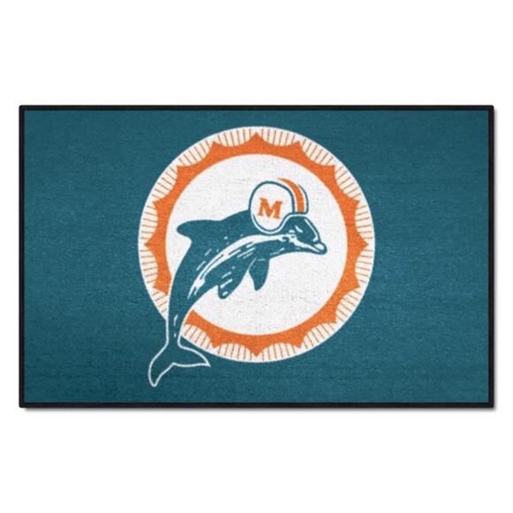 Miami Dolphins Mat Retro Rugs 19" x 30" NFL 1970's New Carpet Rectangle - Picture 1 of 3